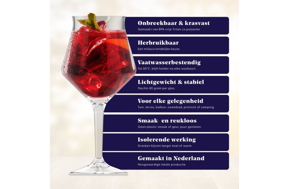 HappyGlass The Baron Bier/Sangria Glas- Set van 2 Kunststof Glazen 400 ml