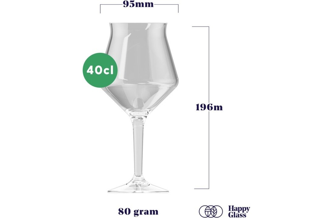 HappyGlass The Baron Bier/Sangria Glas- Set van 2 Kunststof Glazen 400 ml