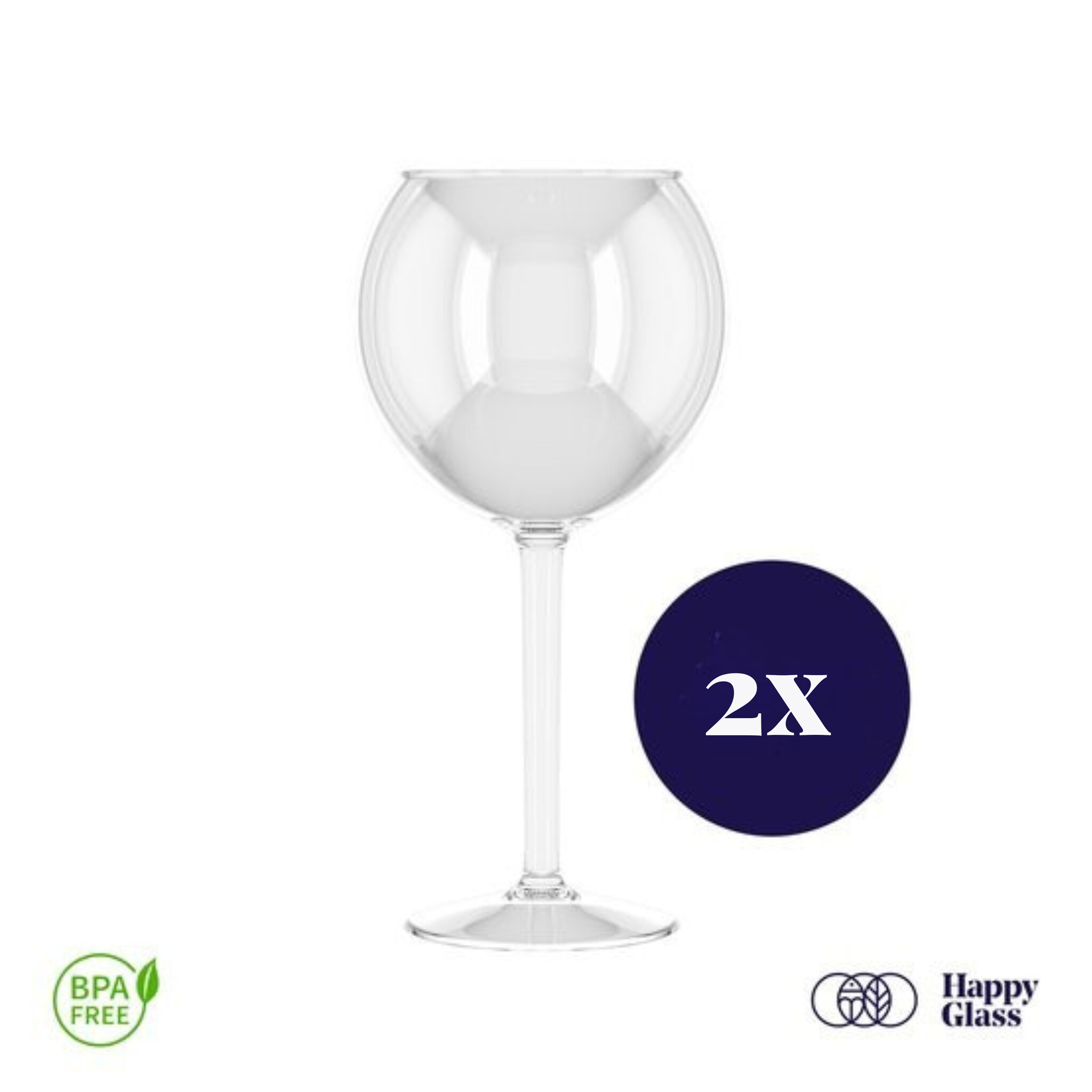 HappyGlass Miss Liza Gin Tonic Glas - Set van 2 Kunststof Glazen  630 ml