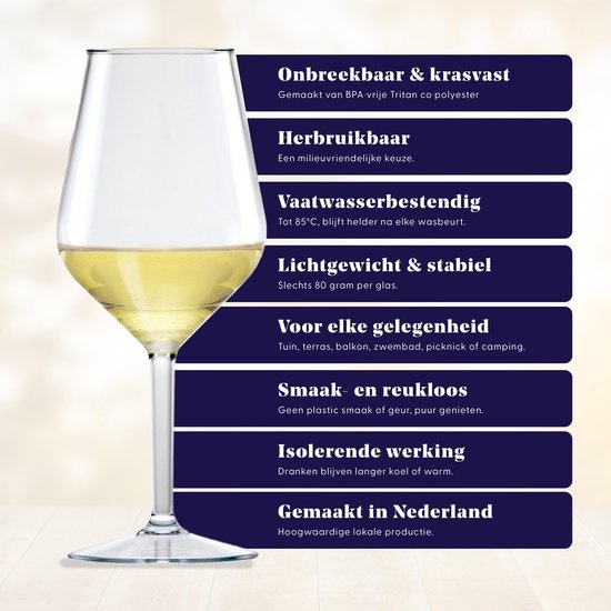 Happy Glass Lady Abigail Wijnglas - Set van 2 Kunststof Glazen 470ml