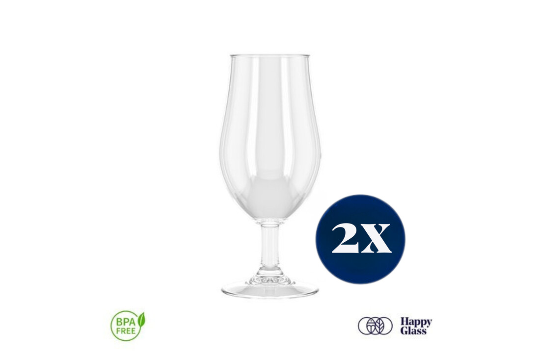 HappyGlass Mister Gustav Bierglas -Set van 2 Kunststof Glazen 500ml