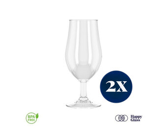 HappyGlass Mister Gustav Bierglas -Set van 2 Kunststof Glazen 500ml