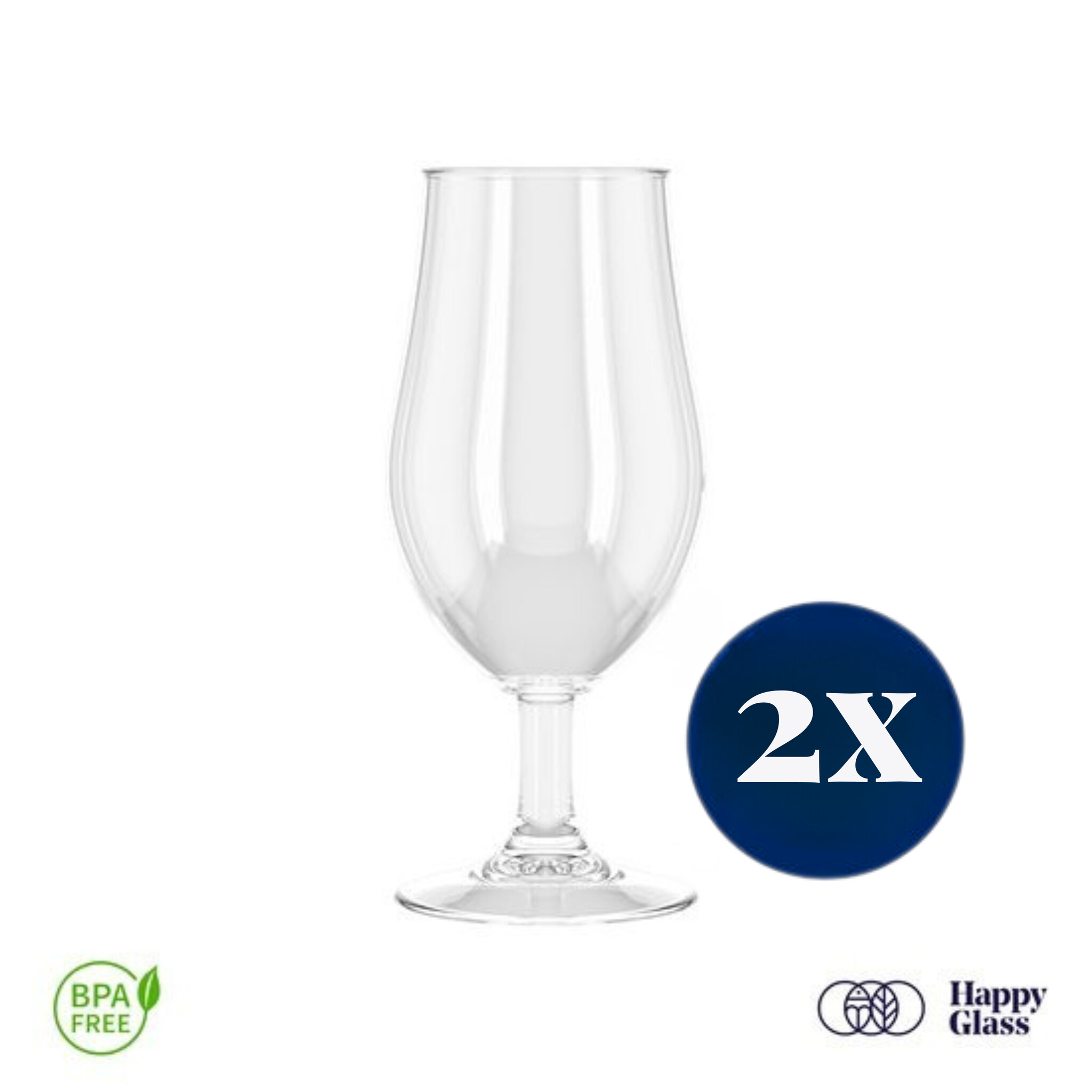 HappyGlass Mister Gustav Bierglas -Set van 2 Kunststof Glazen 500ml