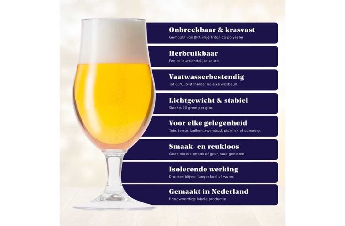 HappyGlass Mister Gustav Bierglas -Set van 2 Kunststof Glazen 500ml