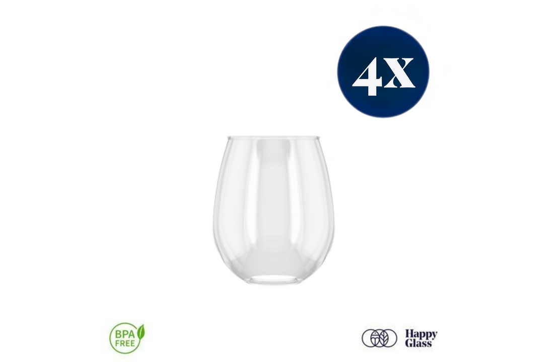 HappyGlass Tik Tucker Waterglas - Set van 4 Kunststof Glazen 400ml