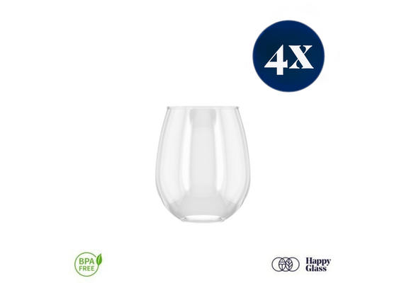 HappyGlass Tik Tucker Waterglas - Set van 4 Kunststof Glazen 400ml