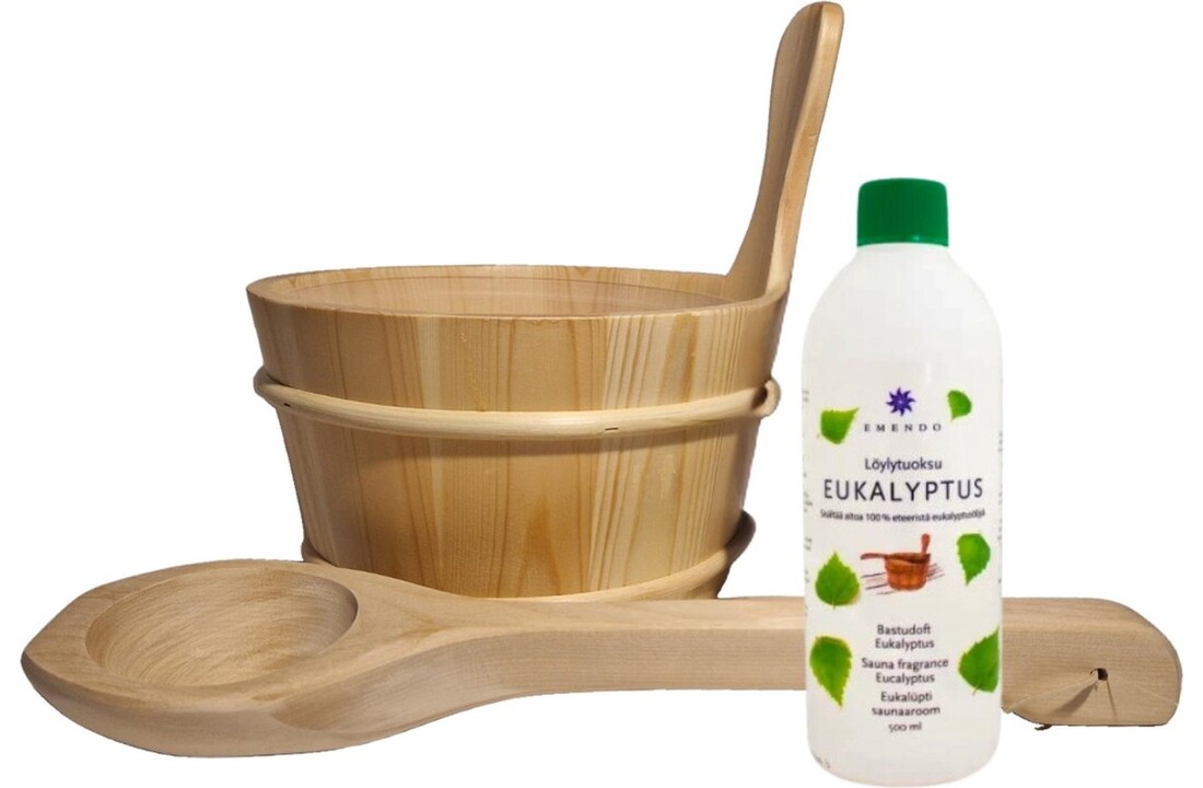 Emendo Sauna emmer, lepel en 500 ml Euca opgietmiddel  - Licht