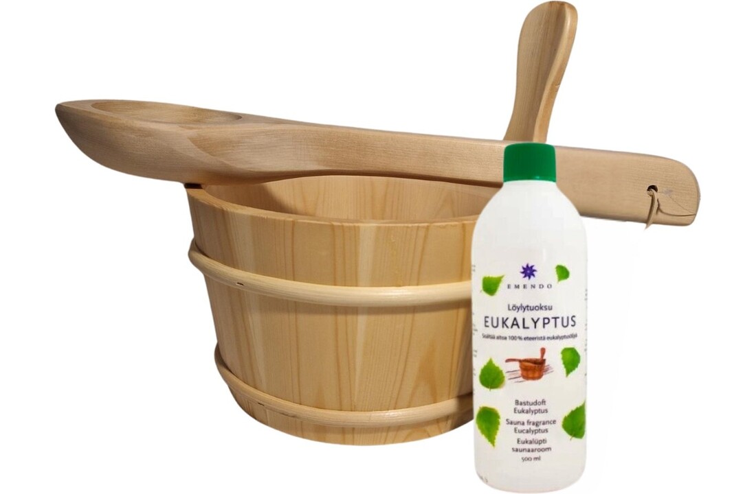 Emendo Sauna emmer, lepel en 500 ml Euca opgietmiddel  - Licht