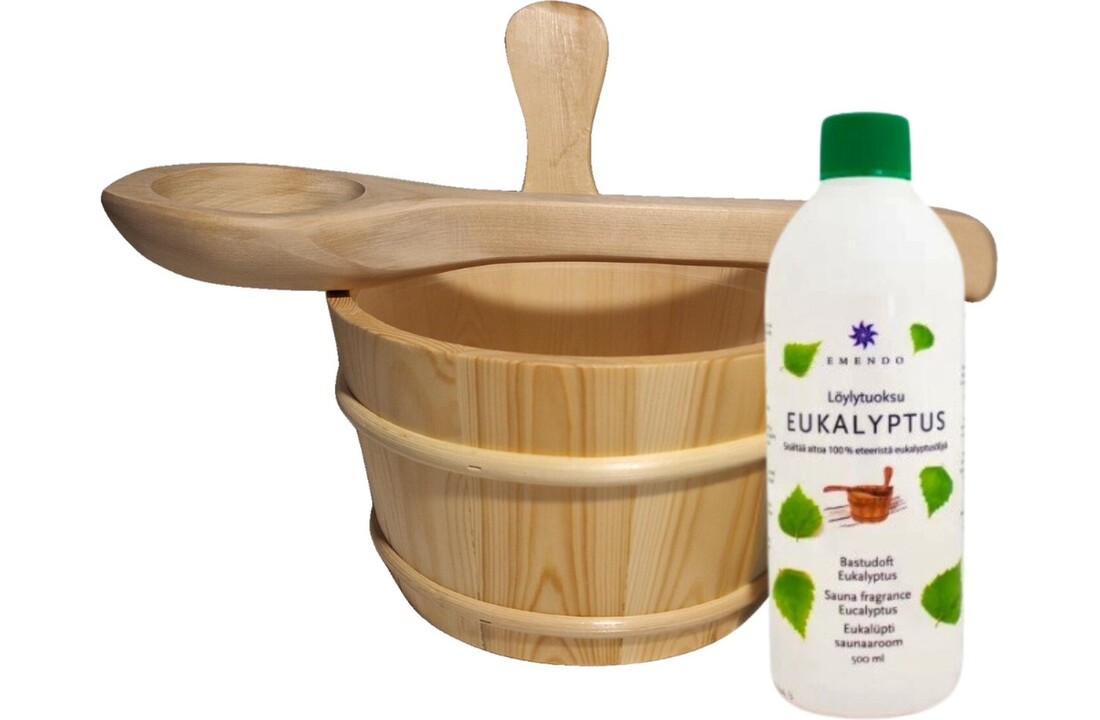 Emendo Sauna emmer, lepel en 500 ml Euca opgietmiddel  - Licht