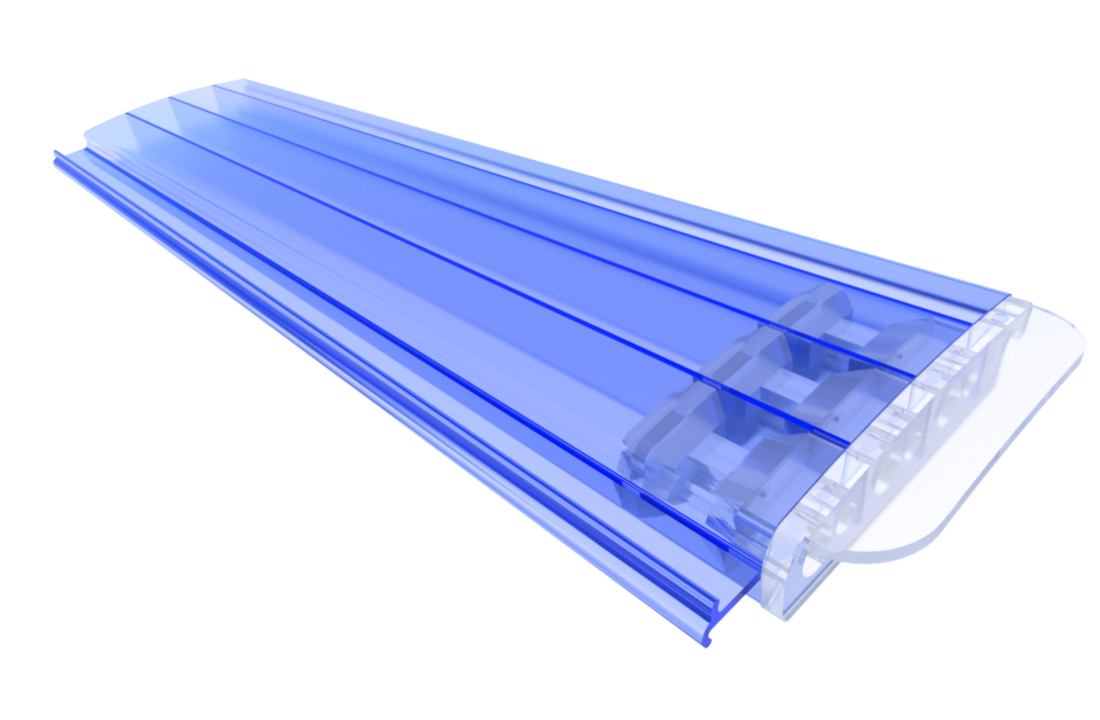Zwemland Polycarbonaat zwembad lamellen P60 transparant blauw.