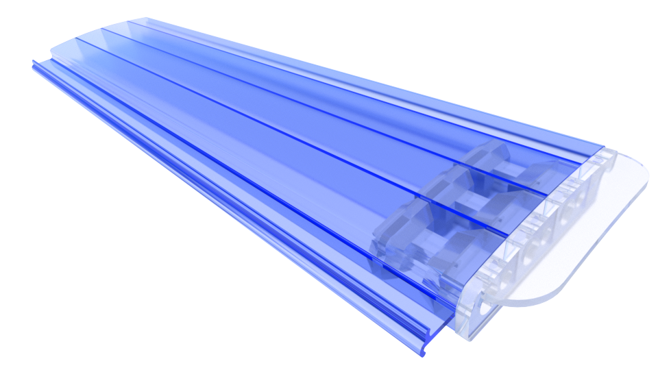 Zwemland Polycarbonaat zwembad lamellen P60 transparant blauw.