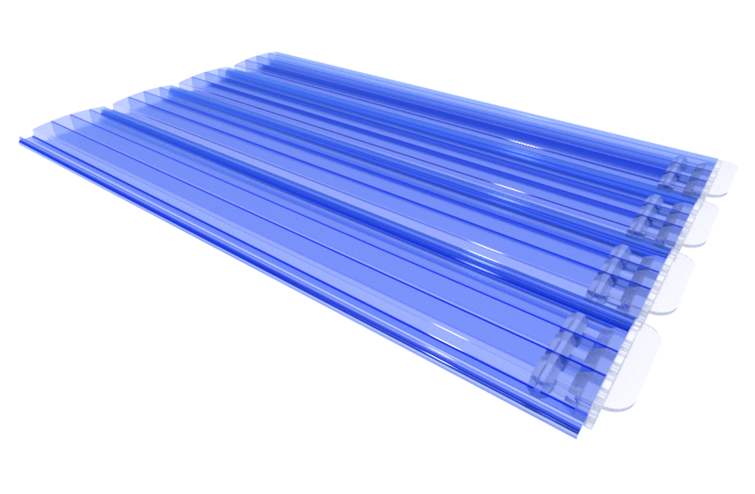 Zwemland Polycarbonaat zwembad lamellen P60 transparant blauw.