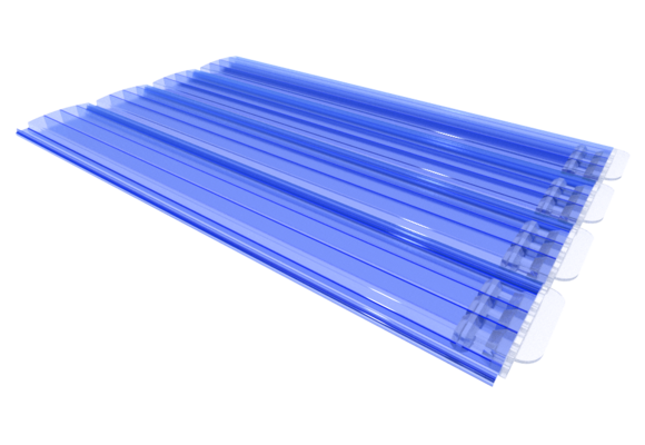 Zwemland Polycarbonaat zwembad lamellen P60 transparant blauw.