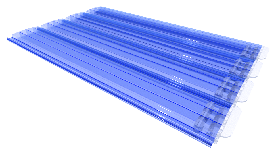 Zwemland Polycarbonaat zwembad lamellen P60 transparant blauw.