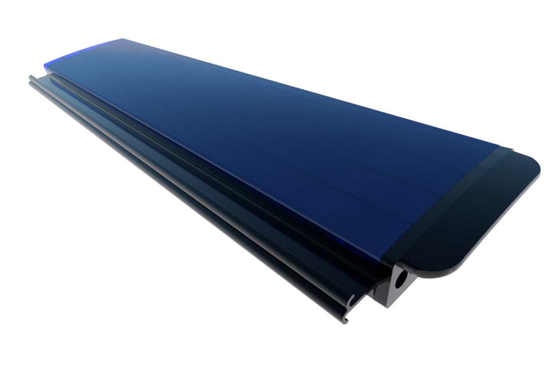 Zwemland Polycarbonaat zwembad anti alg lamellen solar blauw.