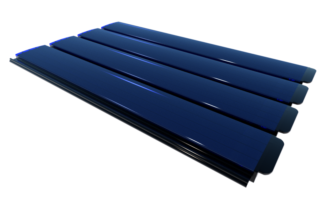 Zwemland Polycarbonaat zwembad anti alg lamellen solar blauw.