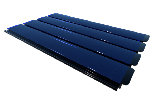 Zwemland Polycarbonaat zwembad anti alg lamellen solar blauw.