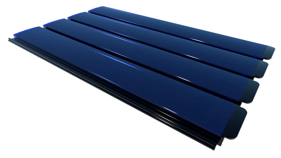 Zwemland Polycarbonaat zwembad anti alg lamellen solar blauw.
