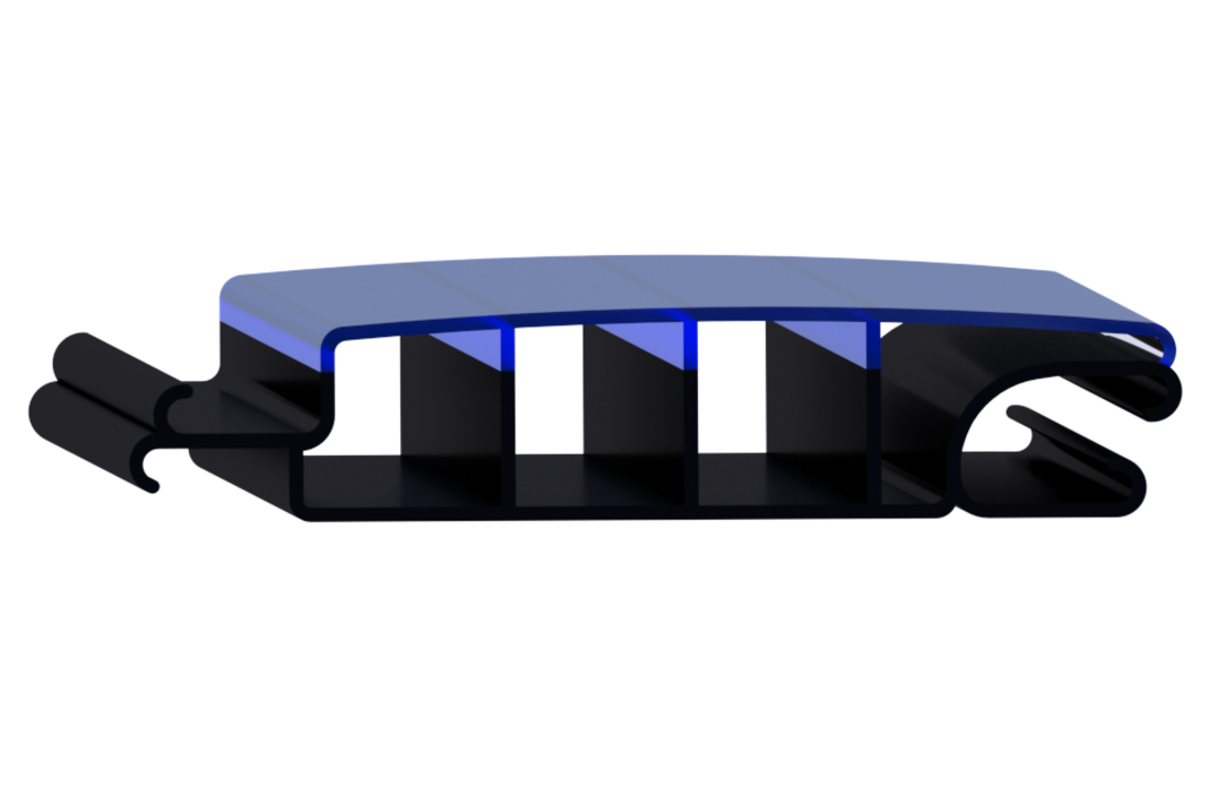 Zwemland Polycarbonaat zwembad anti alg lamellen solar blauw.