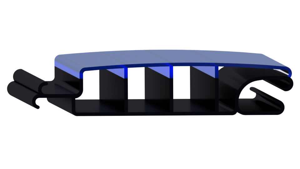 Zwemland Polycarbonaat zwembad anti alg lamellen solar blauw.