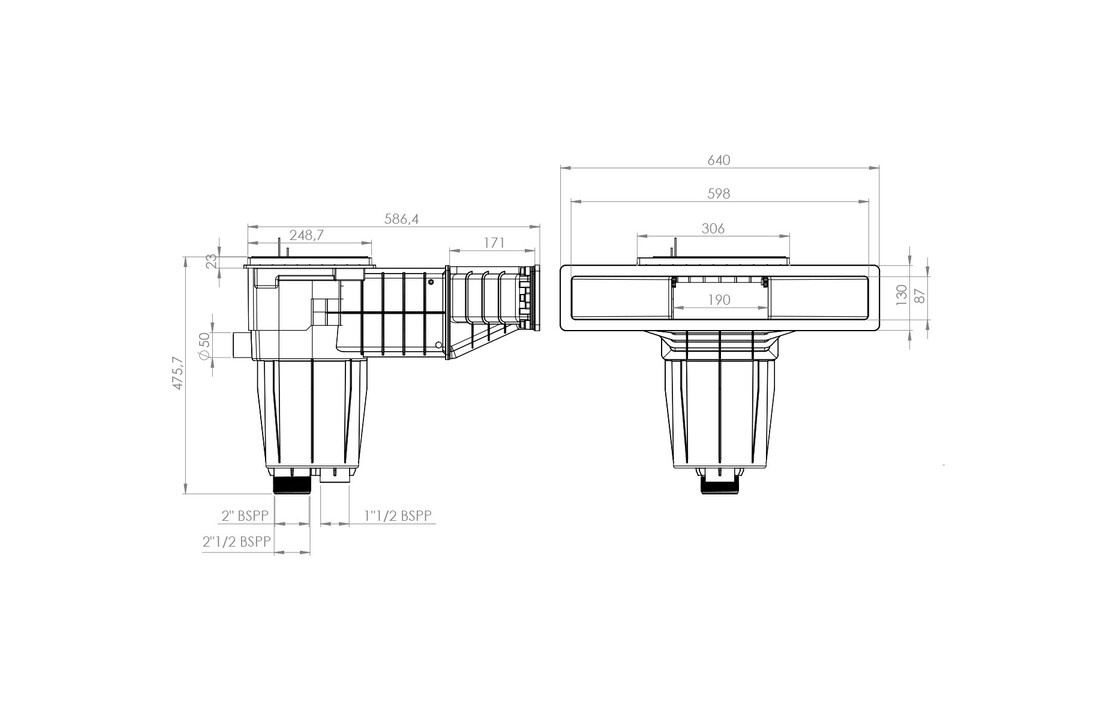 Hayward skimmer X-pro 600 liner - Grijs