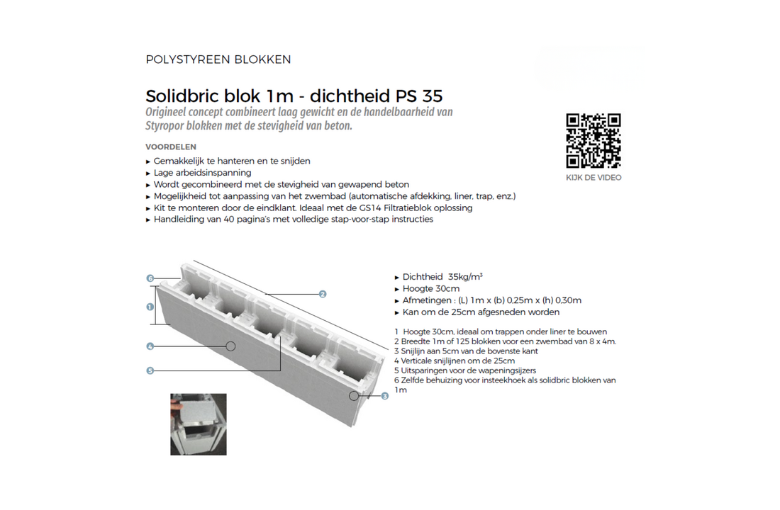 Polystyreen Zwembad EPS Bouwblokken  PS35 - Per stuk