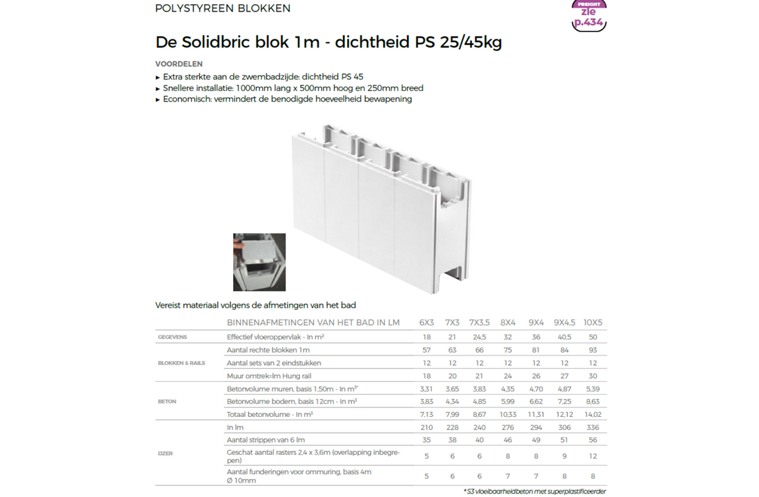 Polystyreen Zwembad EPS Bouwblokken PS 25/45kg Extra sterk - Per stuk