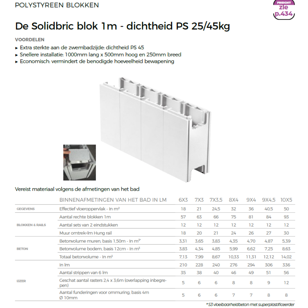 Polystyreen Zwembad EPS Bouwblokken PS 25/45kg Extra sterk - Per stuk