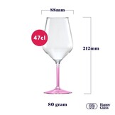 Happy Glass Lady Abigail Wijnglas met Gekleurde Steel 2 Pack - Kunststof Glazen 470ml