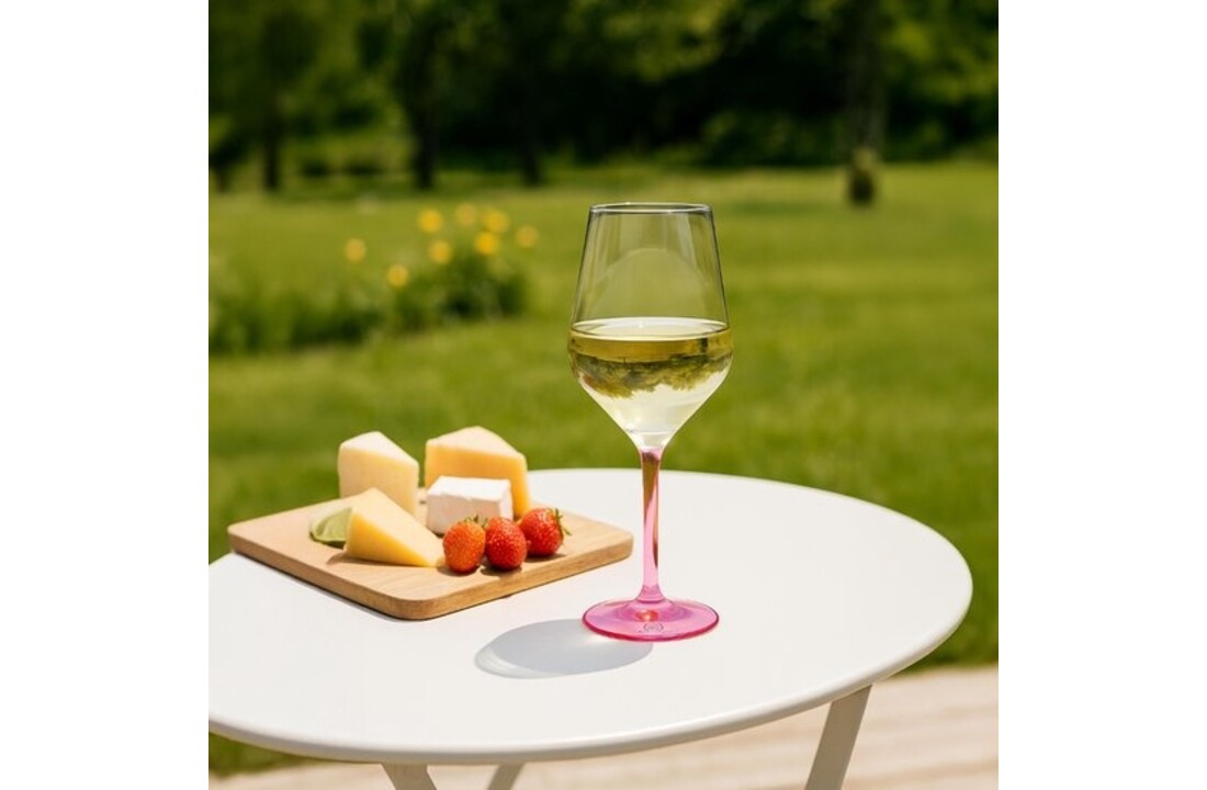 Happy Glass Lady Abigail Wijnglas met Gekleurde Steel 2 Pack - Kunststof Glazen 470ml