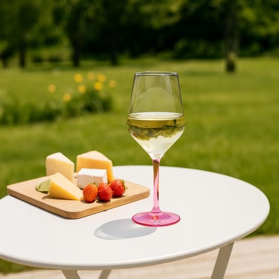 Happy Glass Lady Abigail Wijnglas met Gekleurde Steel 2 Pack - Kunststof Glazen 470ml