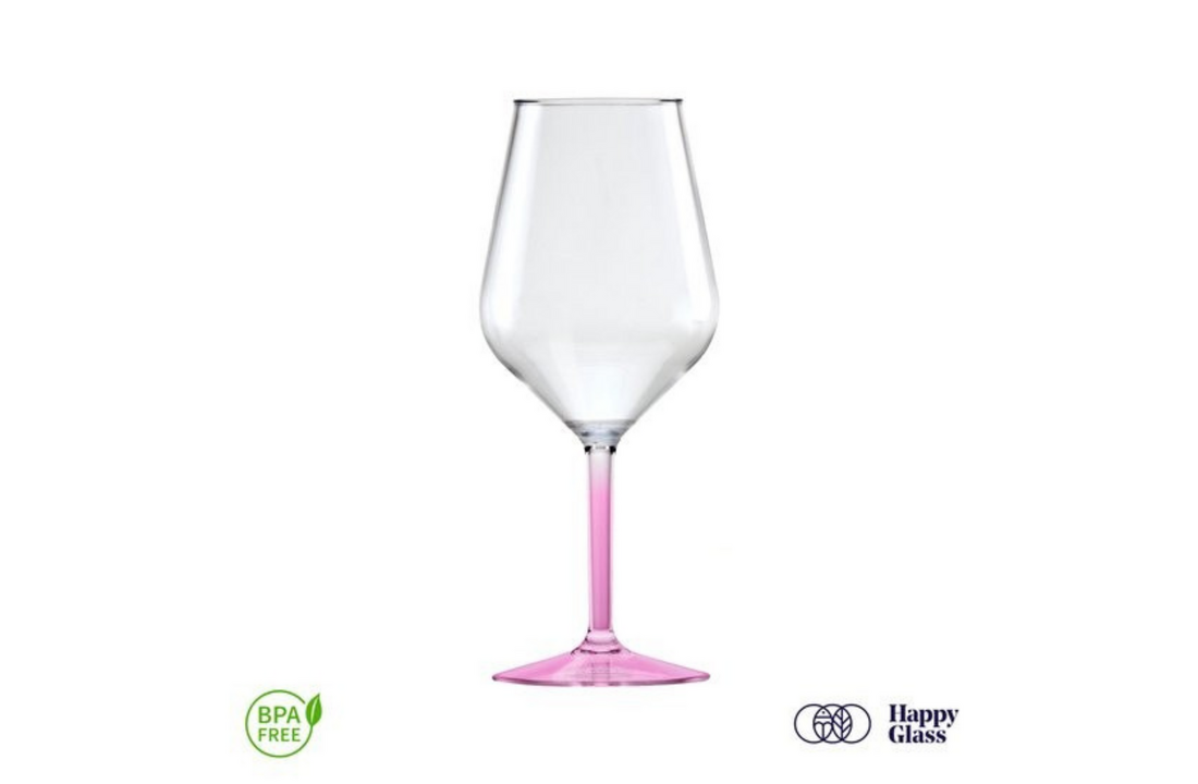 Happy Glass Lady Abigail Wijnglas met Gekleurde Steel 2 Pack - Kunststof Glazen 470ml