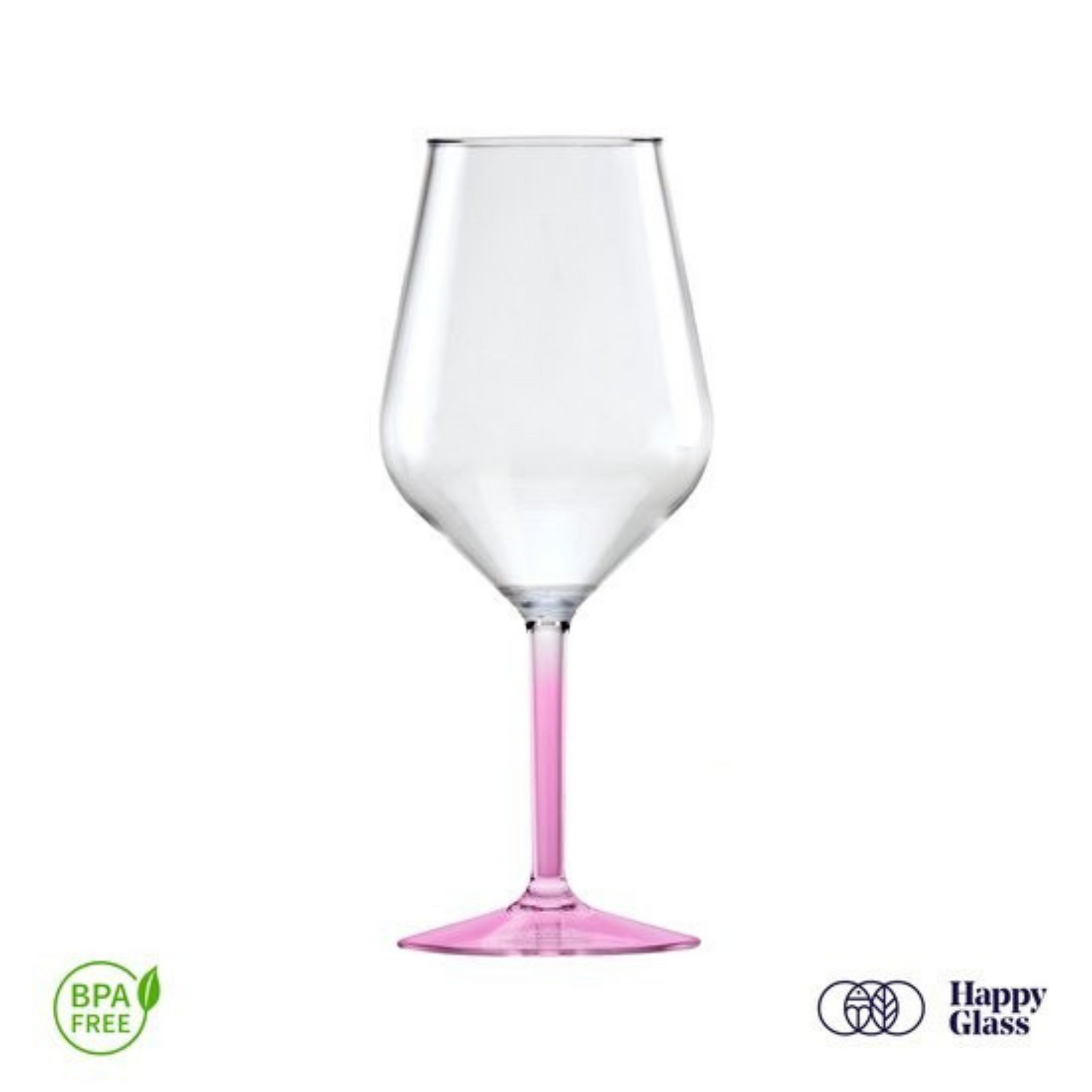 Happy Glass Lady Abigail Wijnglas met Gekleurde Steel 2 Pack - Kunststof Glazen 470ml