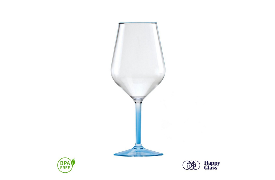 Happy Glass Lady Abigail Wijnglas met Gekleurde Steel 2 Pack - Kunststof Glazen 470ml