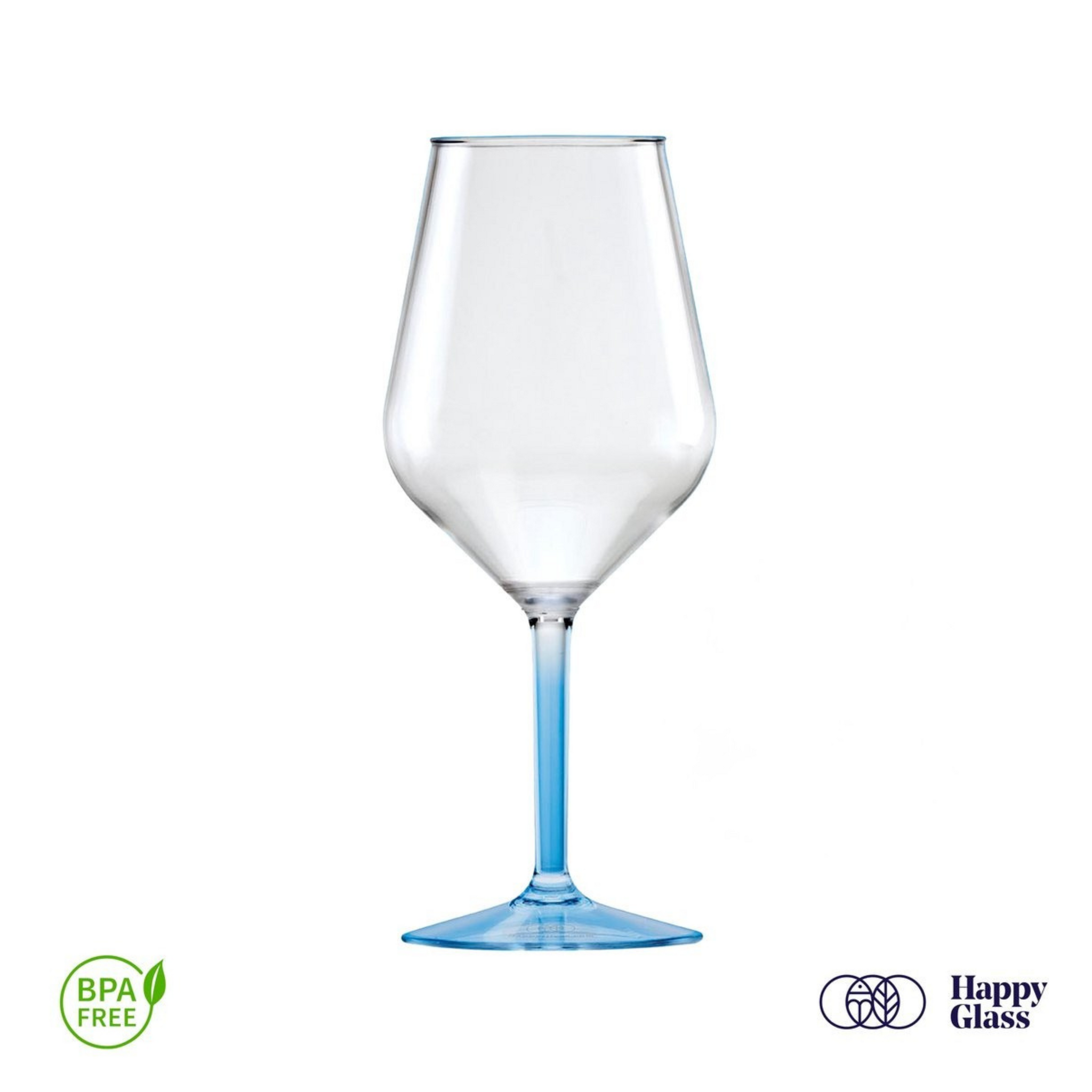 Happy Glass Lady Abigail Wijnglas met Gekleurde Steel 2 Pack - Kunststof Glazen 470ml