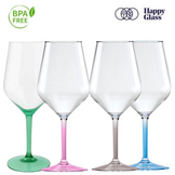 Happy Glass Lady Abigail Wijnglas met Gekleurde Steel 2 Pack - Kunststof Glazen 470ml