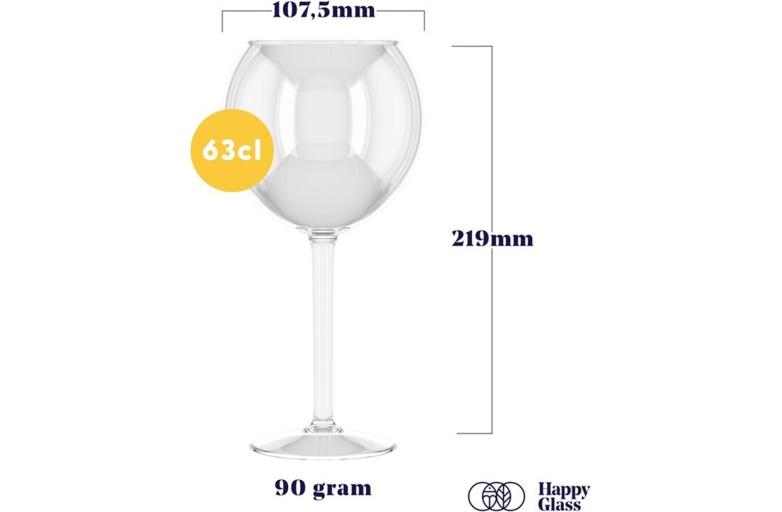 HappyGlass Miss Liza Gin-Tonicglas met Gekleurde Steel 2 Pack - Kunststof Glazen 630 ml