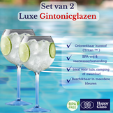 HappyGlass Miss Liza Gin-Tonicglas met Gekleurde Steel 2 Pack - Kunststof Glazen 630 ml