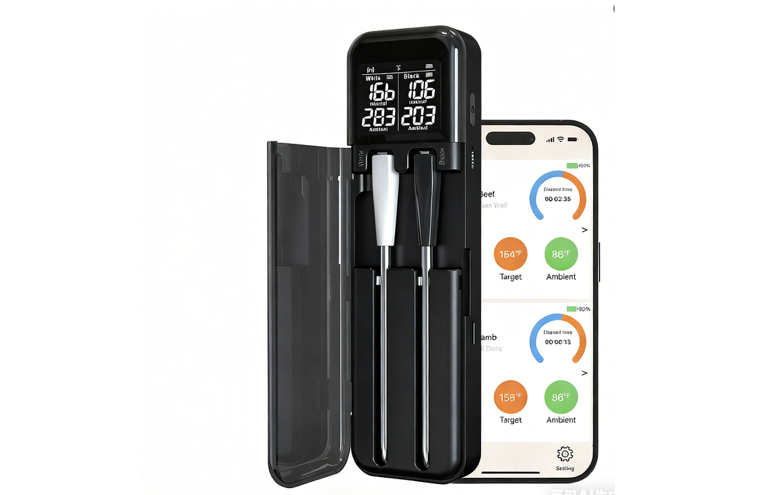 Draadloze vleesthermometer met dubbele sondes – slimme wireless BBQ thermometer