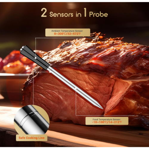 Draadloze vleesthermometer met dubbele sondes – slimme wireless BBQ thermometer