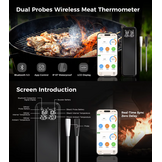 Draadloze vleesthermometer met dubbele sondes – slimme wireless BBQ thermometer