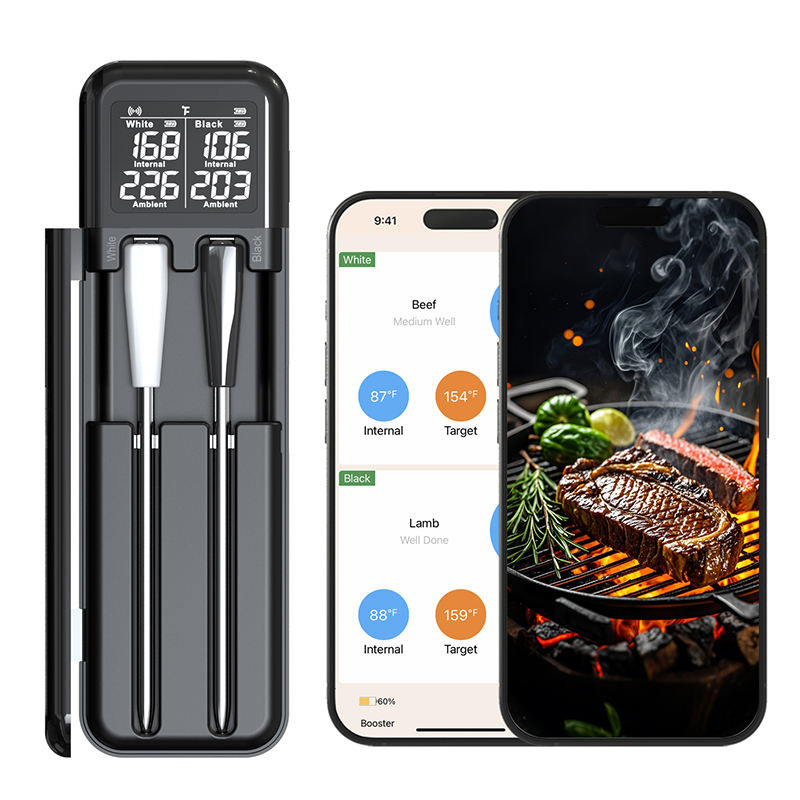 Draadloze vleesthermometer met dubbele sondes – slimme wireless BBQ thermometer