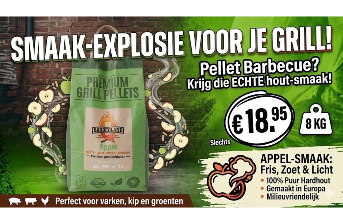 BarbeQland BBQ Pellets Appel – 100% Natuurlijk Apple (8 kg)