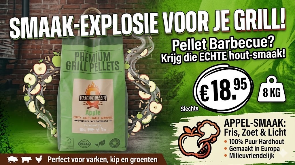 BarbeQland BBQ Pellets Appel – 100% Natuurlijk Apple (8 kg)