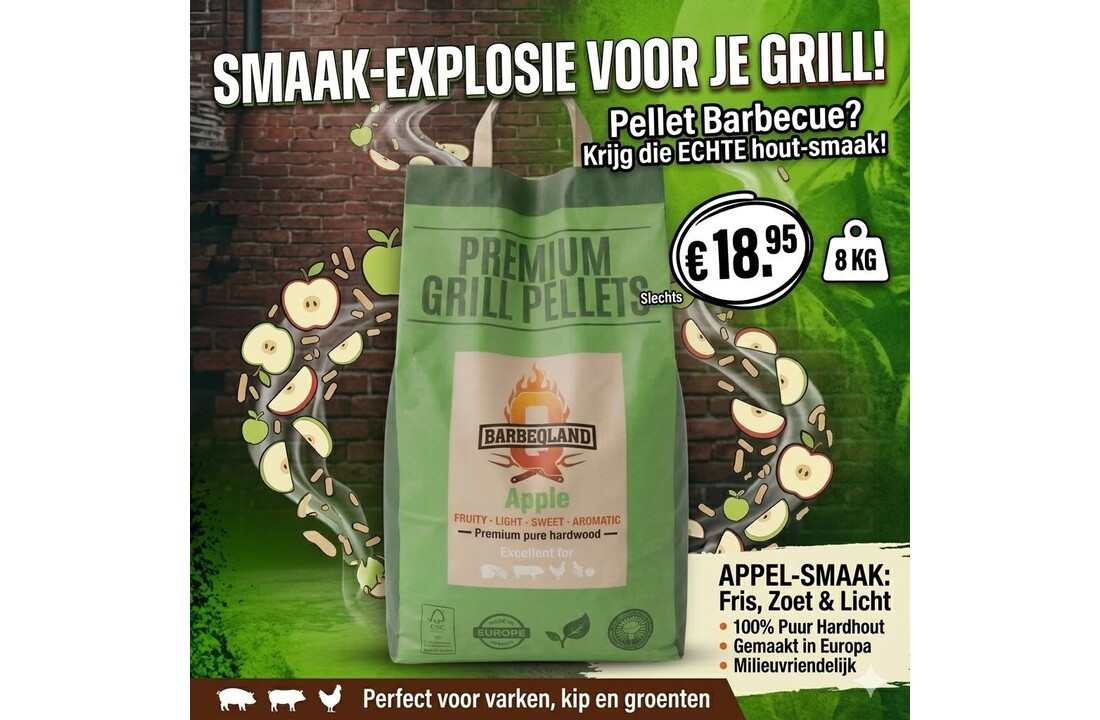 BarbeQland BBQ Pellets Appel – 100% Natuurlijk Apple (8 kg)