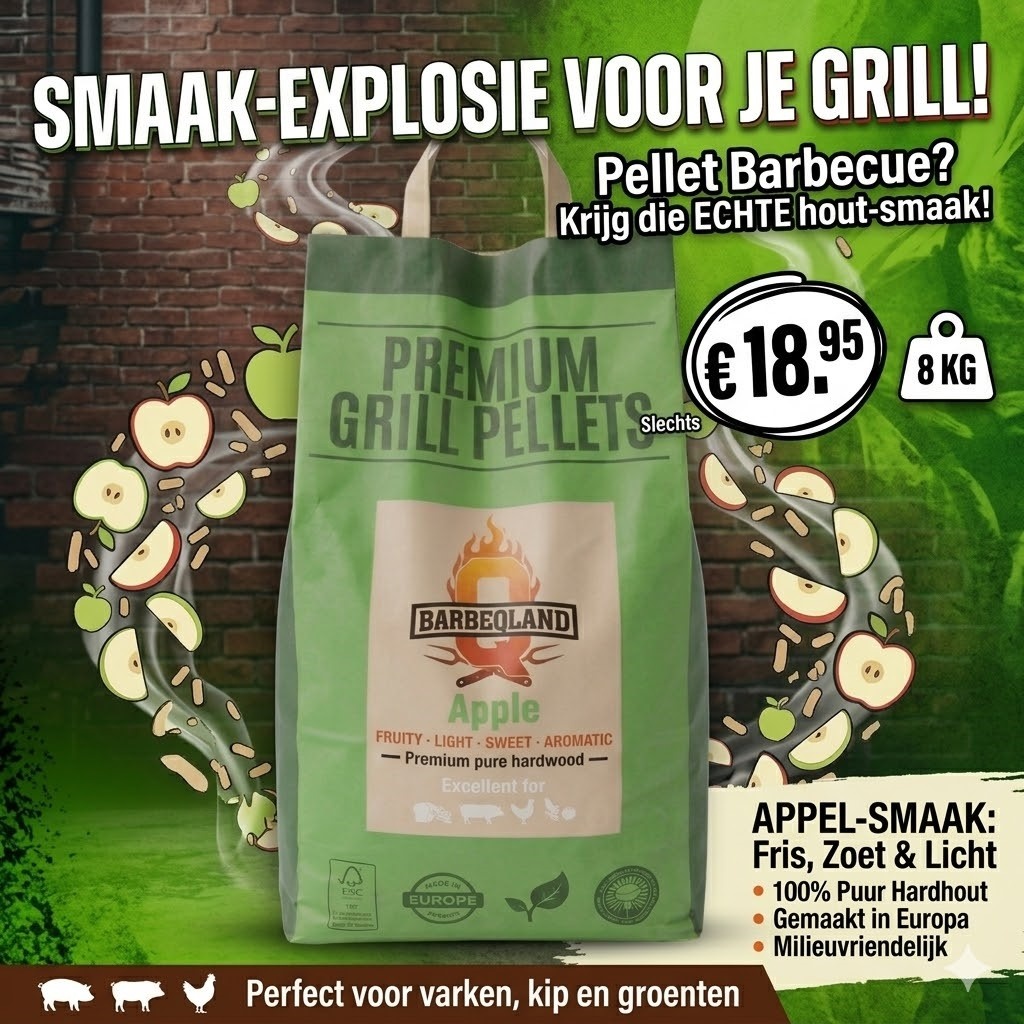 BarbeQland BBQ Pellets Appel – 100% Natuurlijk Apple (8 kg)