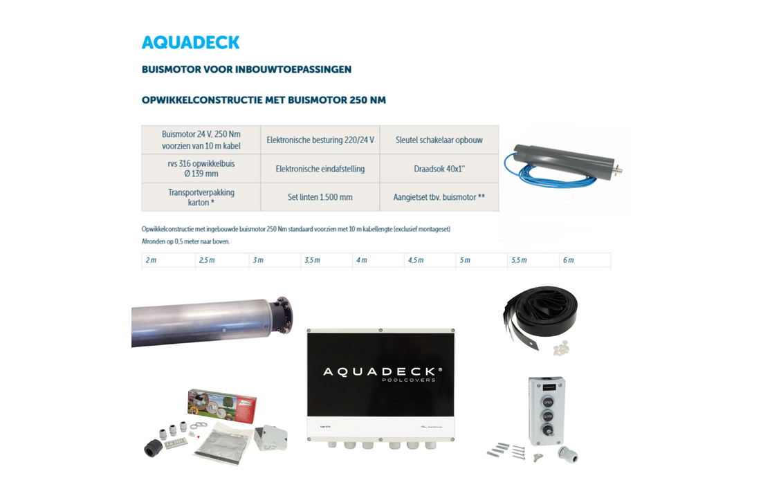 Aquadeck Buismotor 250 Nm Compleet voor Inbouwtoepassingen