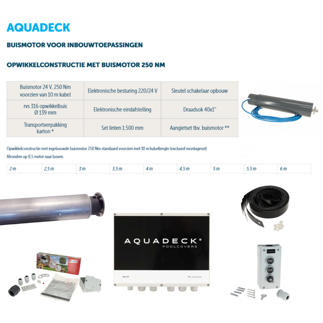 Aquadeck Buismotor 250 Nm Compleet voor Inbouwtoepassingen
