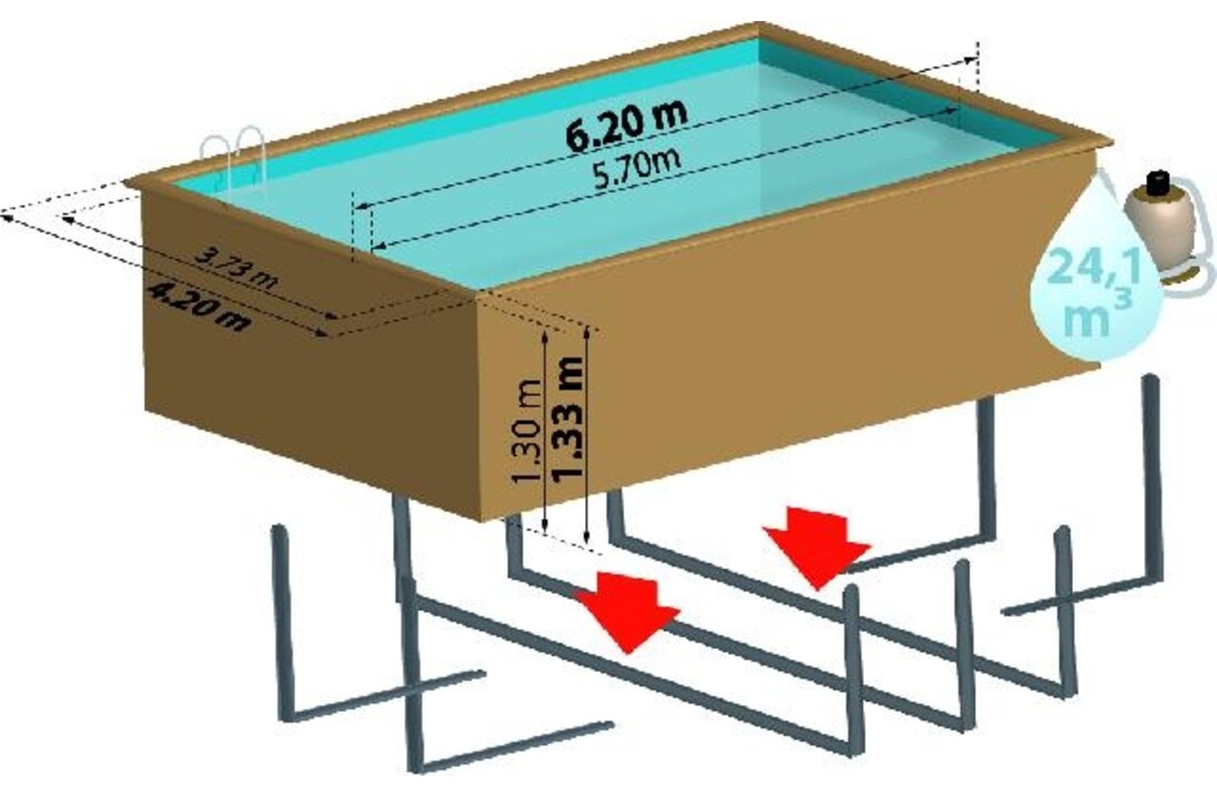GRE Zwembad Loire Set Grenen Rechthoek 620 x 420 cm