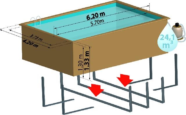 GRE Zwembad Loire Set Grenen Rechthoek 620 x 420 cm